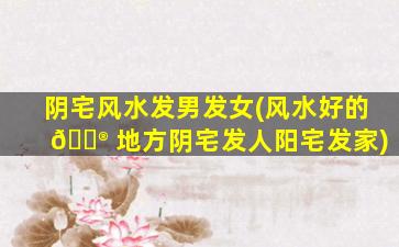 阴宅风水发男发女(风水好的 💮 地方阴宅发人阳宅发家)